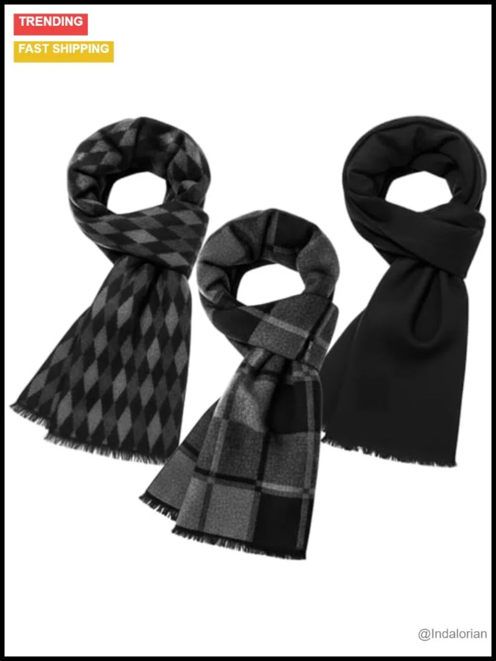 3 Pack Winter Plaid Scarves Soft Warm Blend Neck Wear for Men